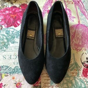 Nina Black Suede Flats Elegant Slip-On Loafers